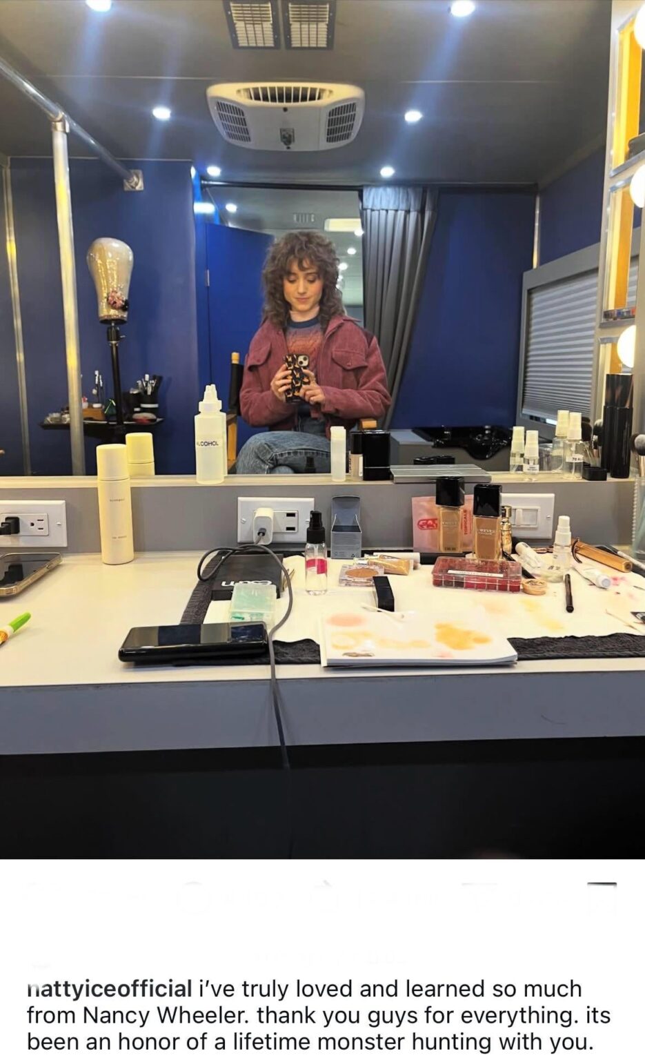 Natalia Dyer says goodbye to Stranger Things: ‘i’ve truly loved and learned so much from Nancy Wheeler. thank you guys for everything. its been an honor of a lifetime monster hunting with you.’