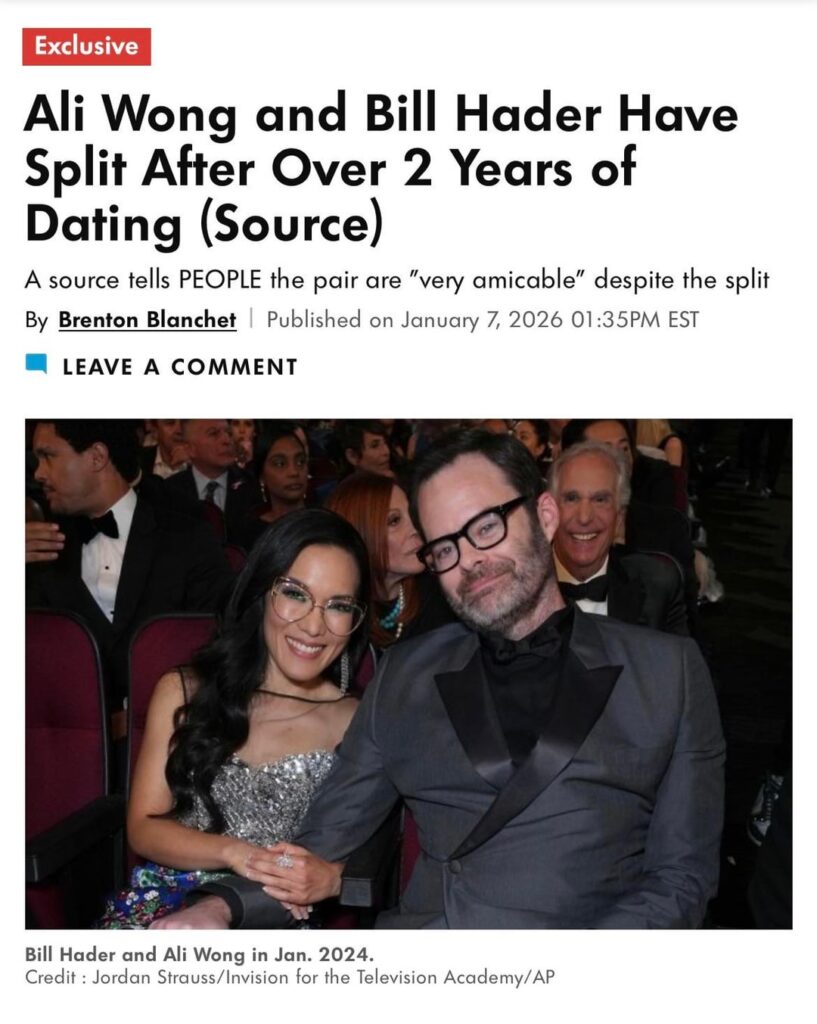 Ali Wong and Bill Hader Have Split After Over 2 Years of Dating