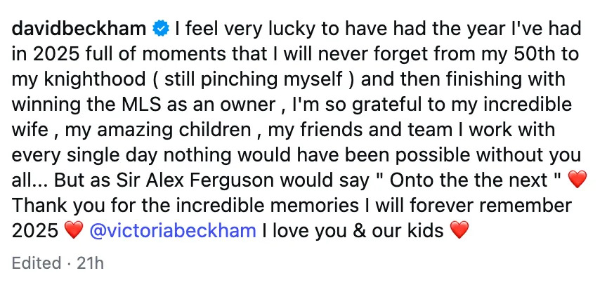   Instagram @davidbeckham / Via instagram.com