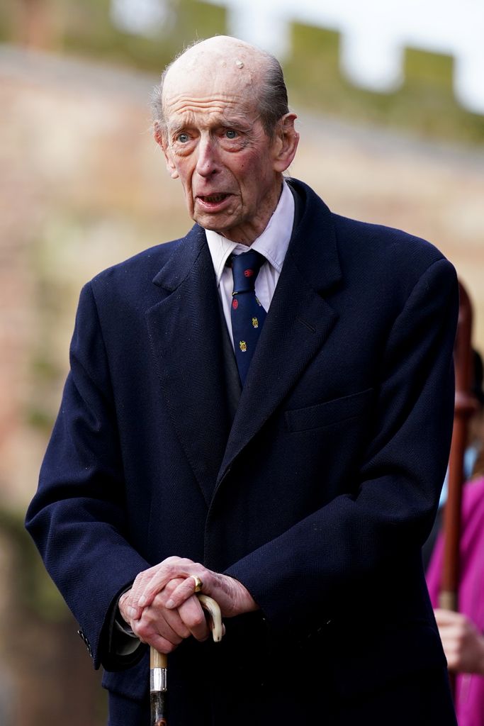 Duke of Kent arrives at the ruins of the old Coventry Cathedral