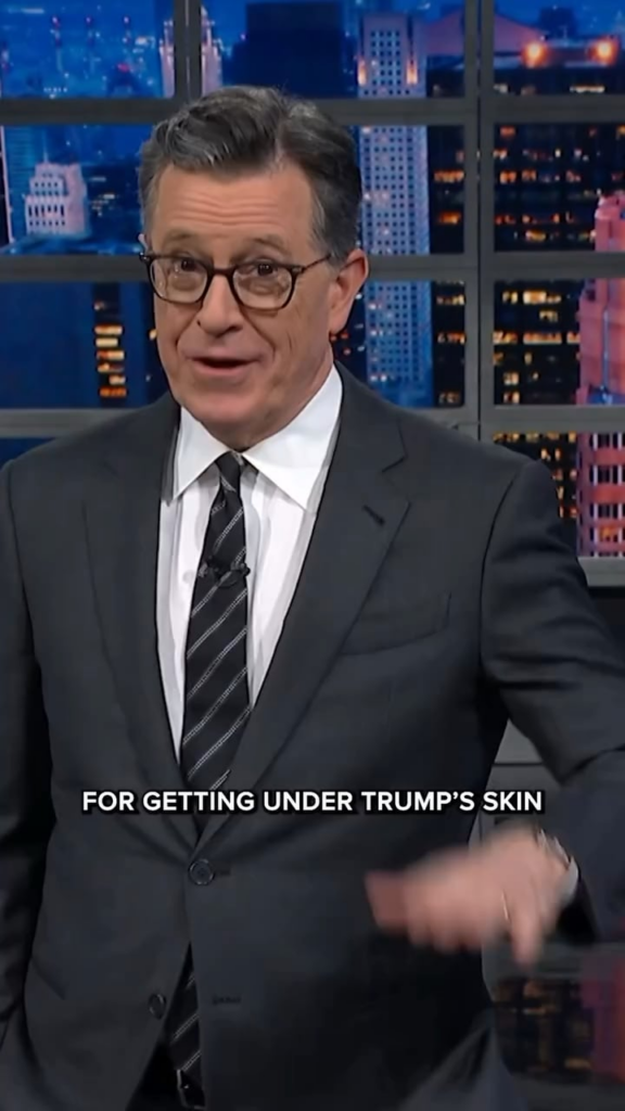 Stephen Colbert defends Ford worker who lambasted Trump: “Which reminds me, where are the Epstein Files? You signed a law mandating you’d have to release the Epstein Files by the middle of last month, but you still haven’t. It kind of makes you seem like a — what’s the phrase — pedophile protector!”