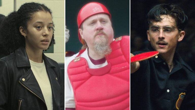 Best movies of 2025: Chase Infiniti in "One Battle After Another," John R. Smith Jr. in "Eephus," and Timothée Chalamet in "Marty Supreme."