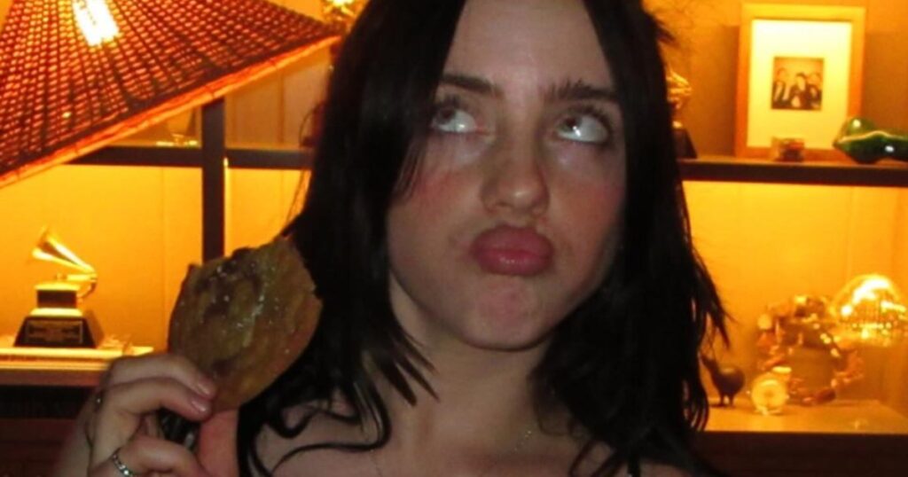 Billie Eilish Risks It All With Bold Top Held up by Just 2 Strings Billie Eilish Risks It All With Bold Top Held up by Just 2 Strings