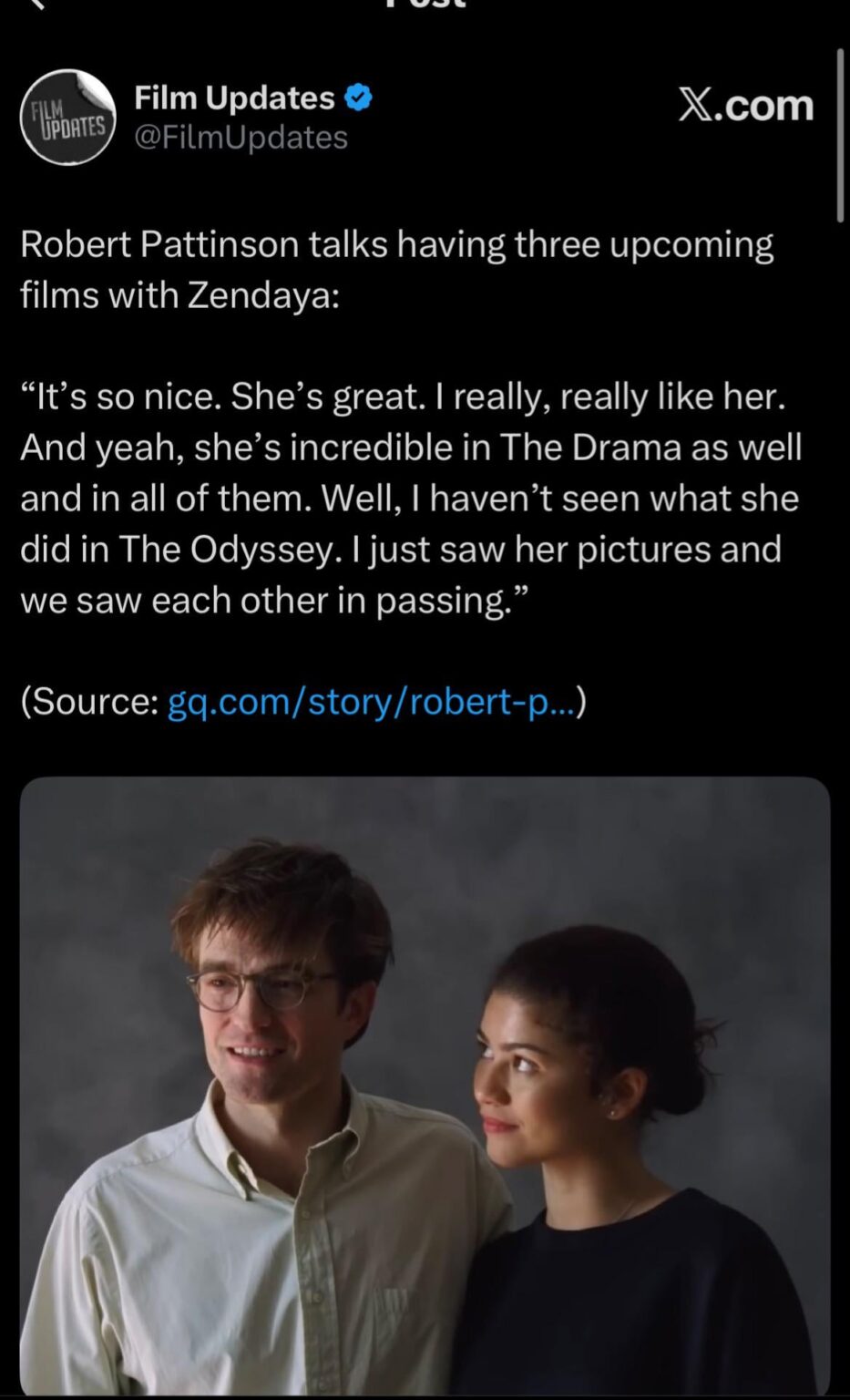Robert Pattinson talks having three upcoming films with Zendaya: