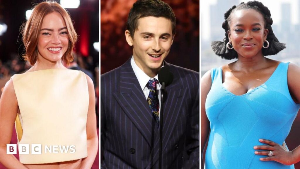 Baftas 2026: Sinners, Hamnet, but no KPop – what to expect from the nominations Left to right: Emma Stone, Timothée Chalamet and Wunmi Mosaku