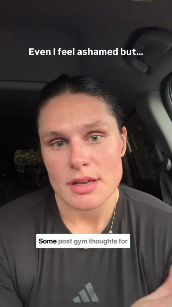 Ilona Maher says “it doesn't mean you don't like your body or you hate yourself to have these thoughts. It's normal considering we are constantly seeing these messages.”