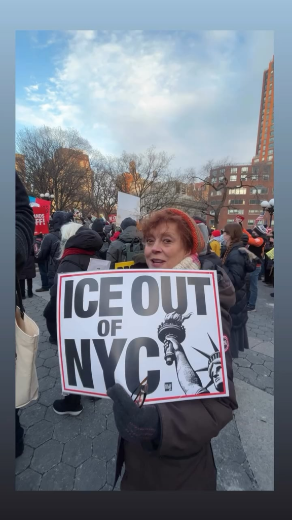 Susan Sarandon protesting ICE