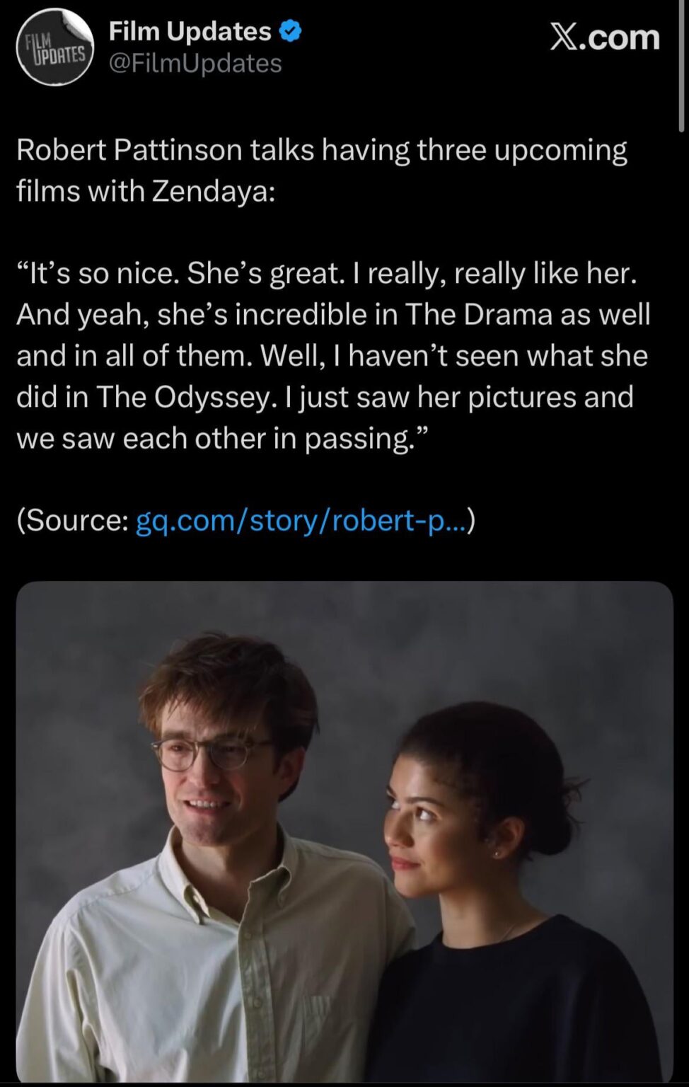 Robert Pattinson talks having three upcoming films with Zendaya: