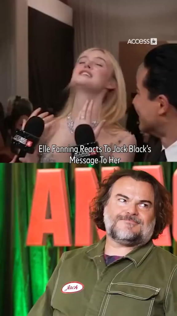 Elle Fanning reacts to Jack Black reacting at her admission that he's her crush