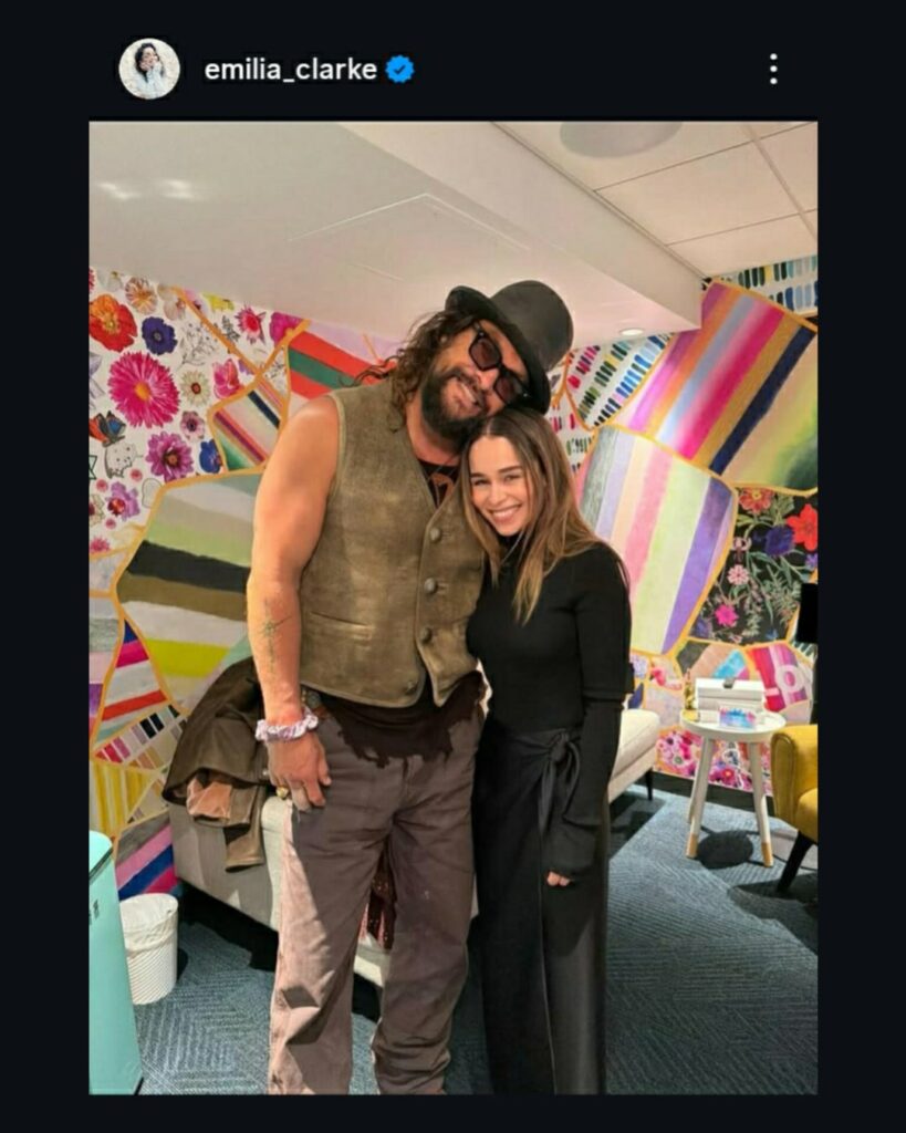Emilia Clarke reunites with Jason Momoa