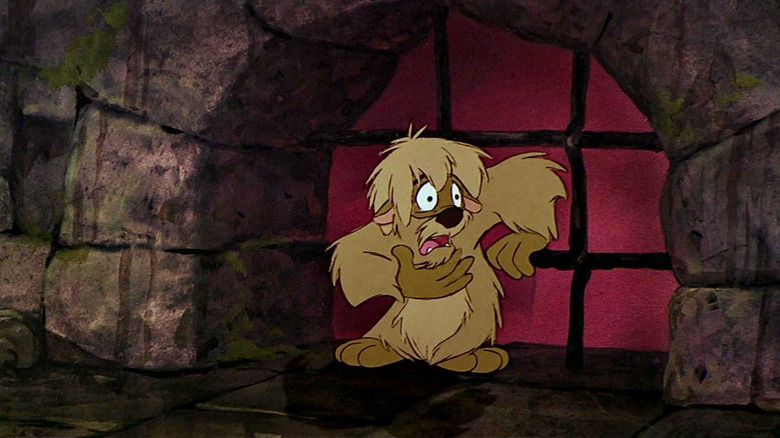 Gurgi, scared in a dungeon, in The Black Cauldron