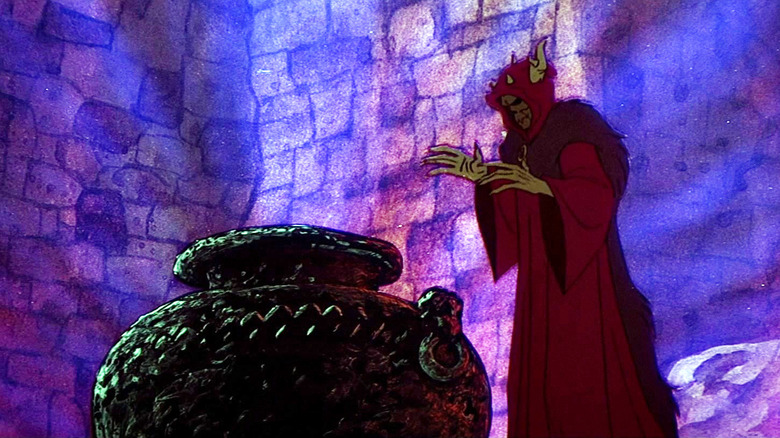 The Horned King in front of the Black Cauldron in The Black Cauldron