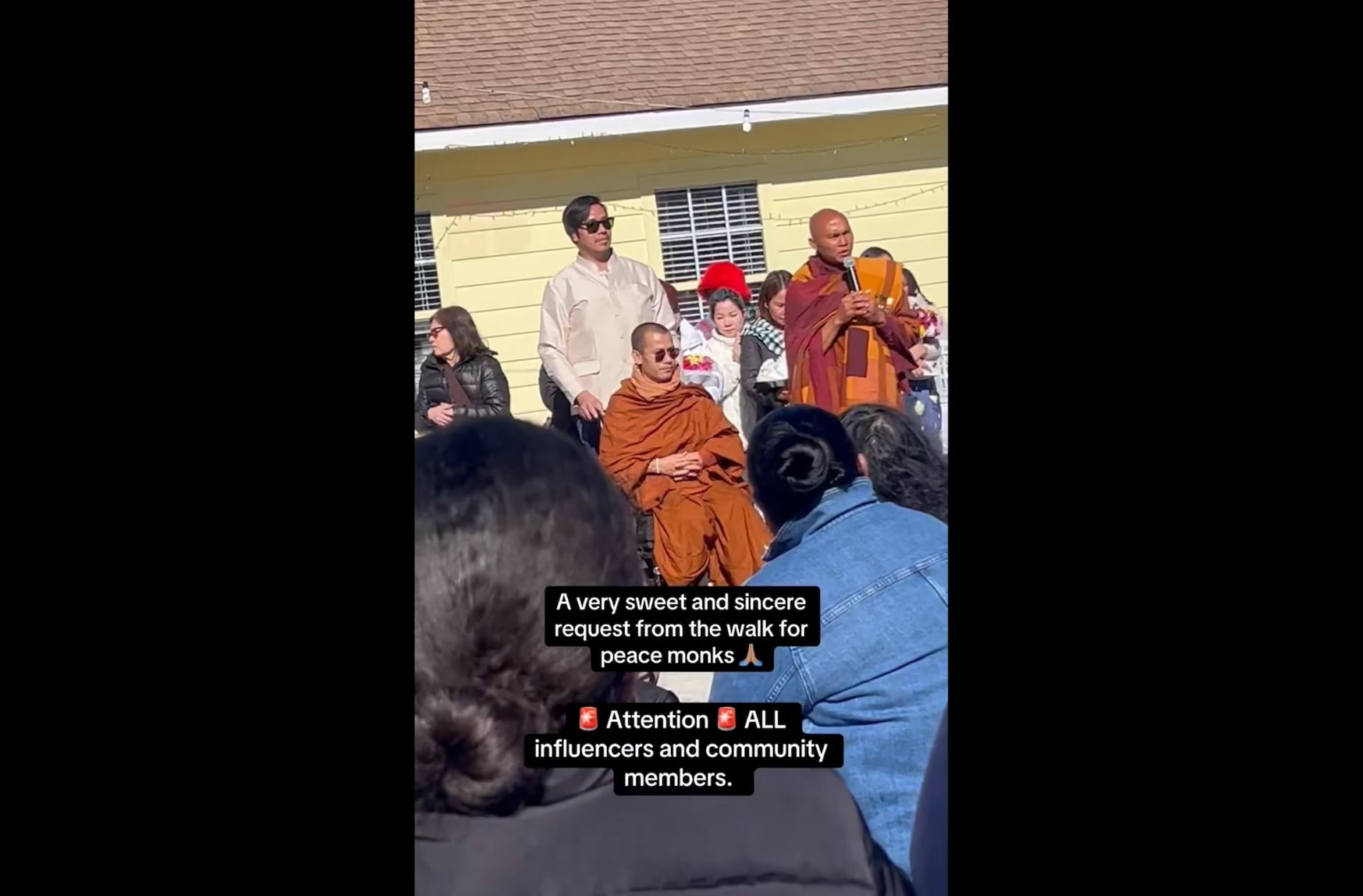 The Buddhist monks on the “Walk for Peace” toward Washington are urging streamers not to follow them everywhere they go: “We do not want this to become something people chase after”