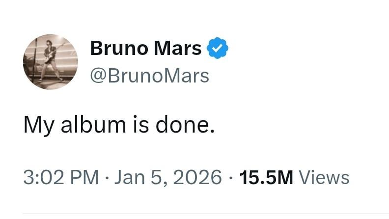 Bruno Mars announces that his new album is done Bruno Mars announces that his new album is done