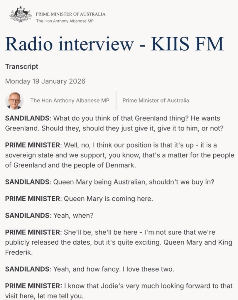 Australian PM appears to leak upcoming visit from Queen Mary and King Frederik of Denmark during radio interview before public announcement