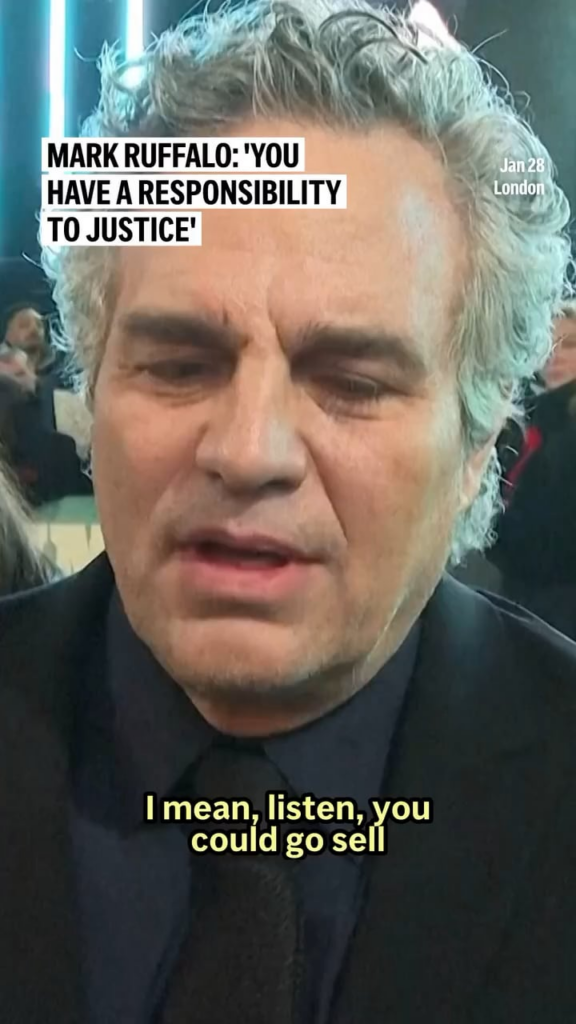 Mark Ruffalo shares why he prioritizes using his platform to speak out on social issues: “I mean, listen, you could go sell cars and watches and do your liquor & all that, but I mean, I don’t know what else we’re here for at the end of the day.”