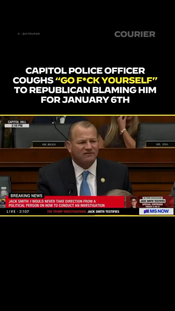 Capitol police officer coughs ‘Go fuck yourself’ to Republican blaming him for January 6th