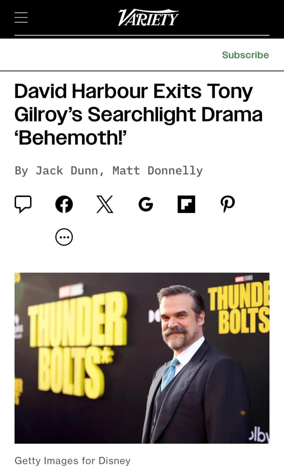 David Harbour exists movie “Behemoth” due exhaustion
