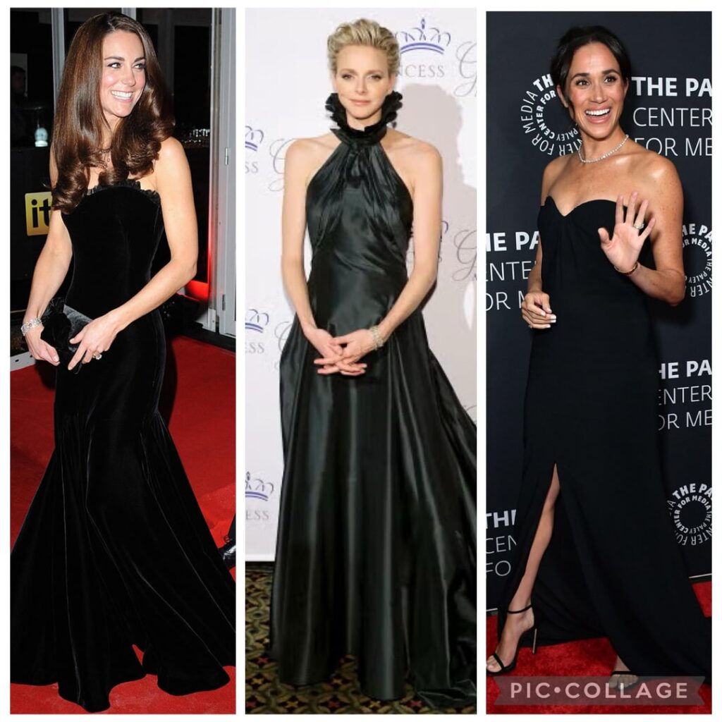 Who pulls off the best basic black evening gown look?