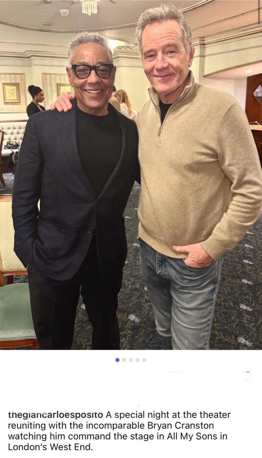 Bryan Cranston and Giancarlo Esposito (Walter White/Heisenberg and Gus Fring in ‘Breaking Bad’) reunite to see Bryan in ‘All My Sons’