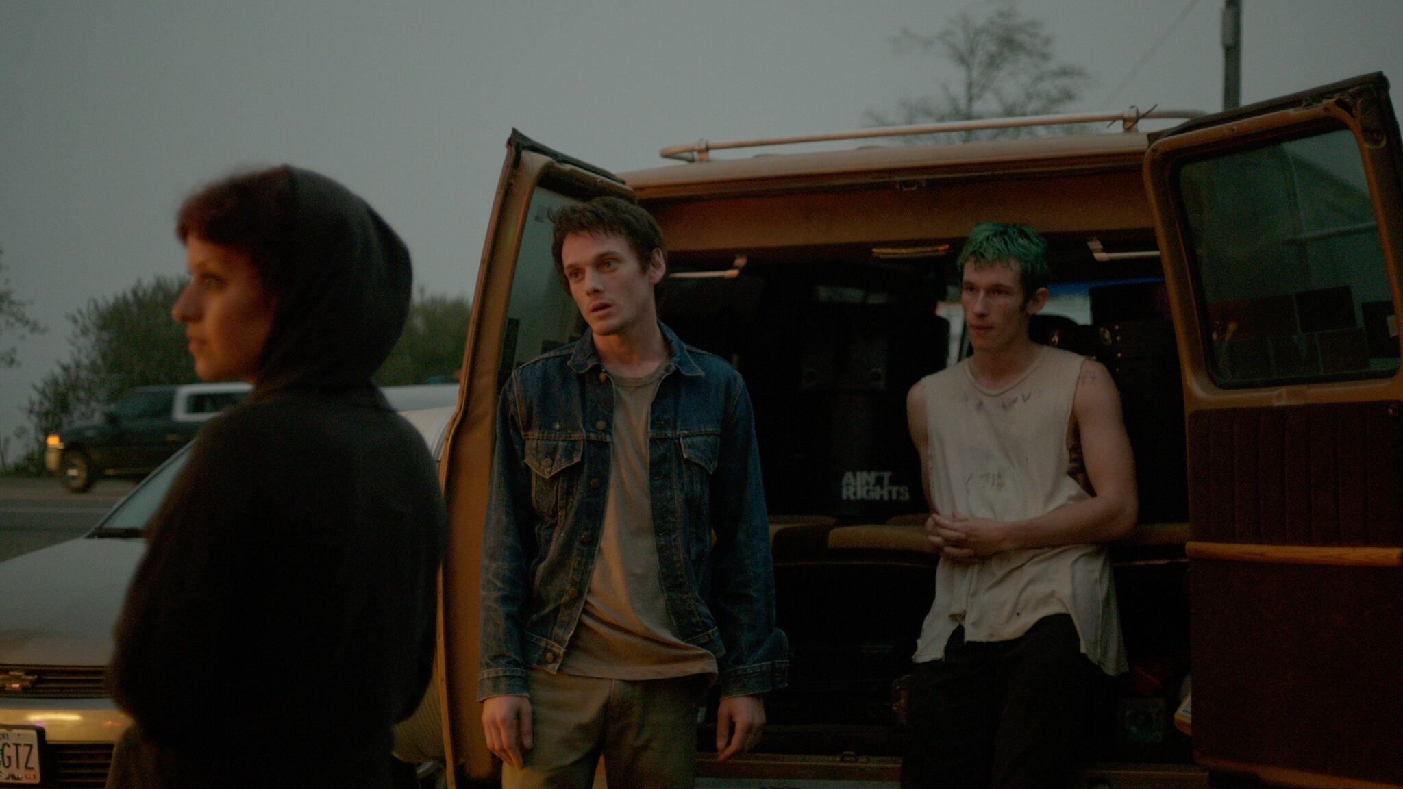 Alia Shawkat, Anton Yelchin and Callum Turner in 