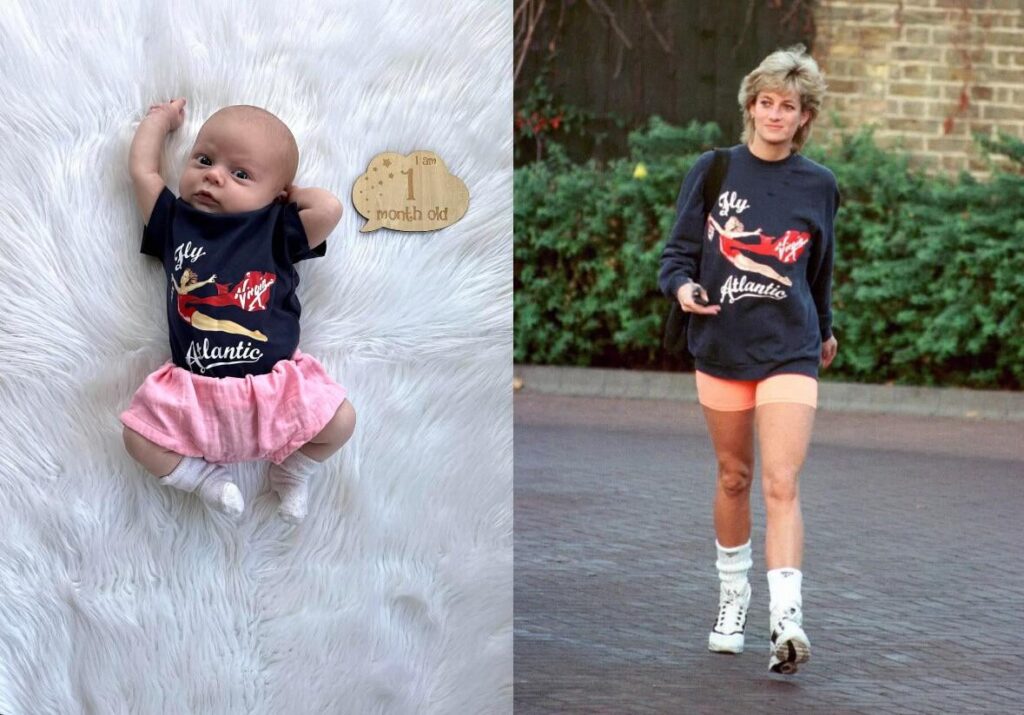 Parents Coordinate Monthly Photoshoots for Newborn Inspired by Princess Diana's Unforgettable Fashion Sense