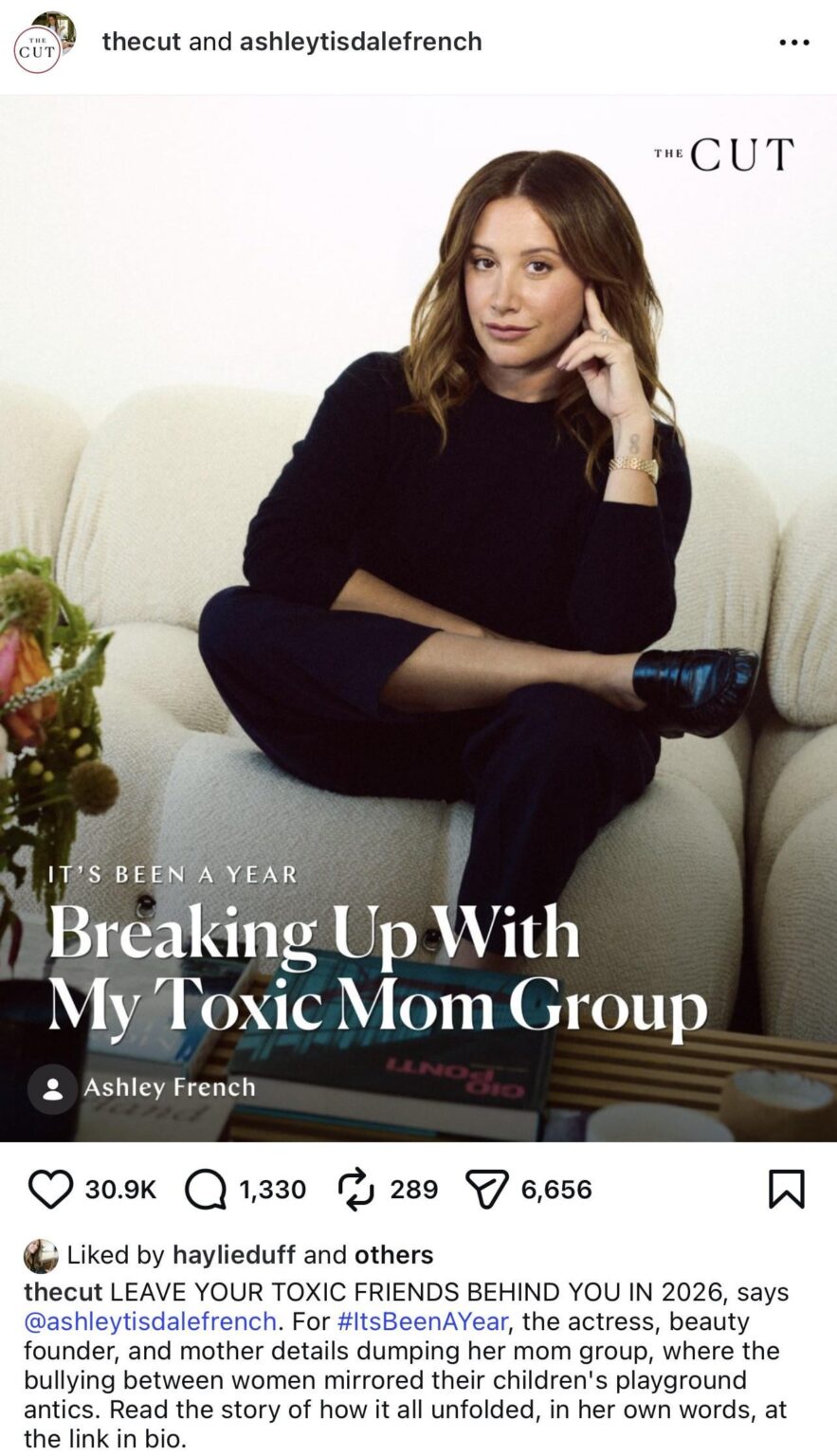 More Mama Drama! Haylie Duff, who is rumored to be estranged from sister Hilary Duff, liked The Cut & Ashley Tisdale’s post about her toxic mom group.