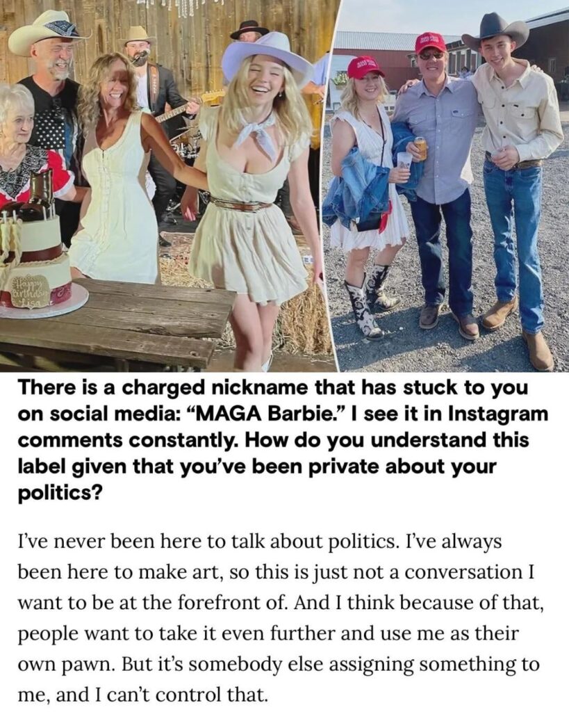 Registered Republican Sydney Sweeney speaks on being called ‘MAGA Barbie’ & refusing to specify her political beliefs: “I'm not a political person. I'm in the arts. I'm not here to speak on politics. That's not an area I've ever even imagined getting into. It's not why I became who I am.”