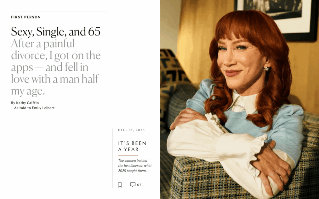 Kathy Griffin, 65, writes essay about falling in love with and dating a 23-year-old