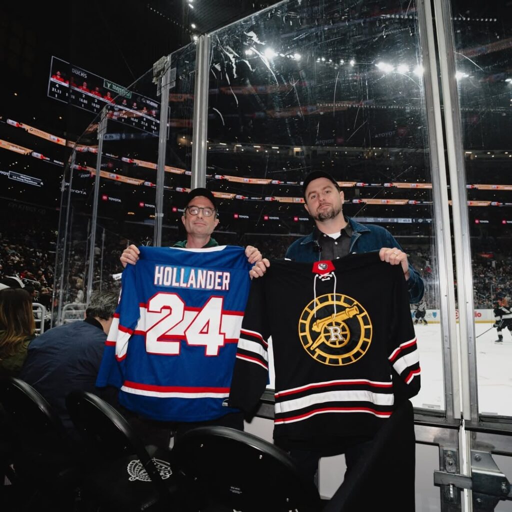 Heated Rivalry creator, Jacob Tierney, at the LA Kings vs Pittsburgh Penguins NHL game.