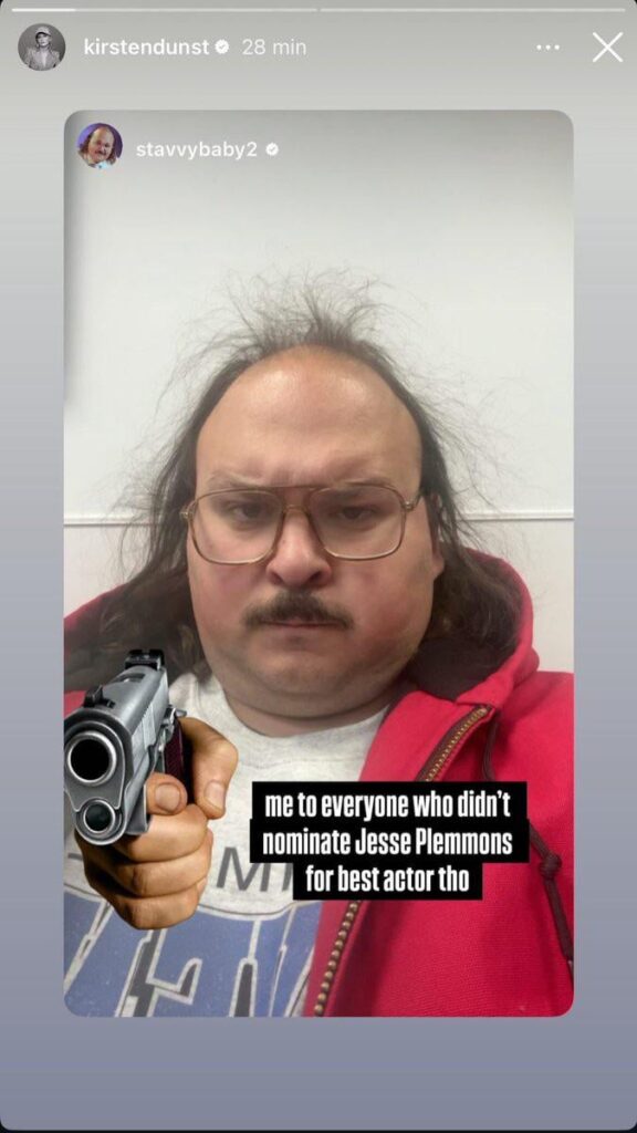 Kirsten Dunst reposts Stavros Halkias’ IG story