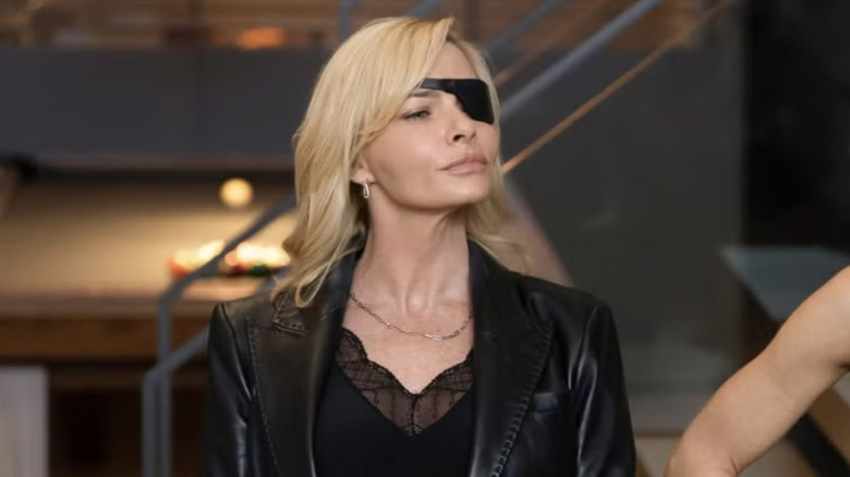 Jaime Pressly as Tiff Giles wearing an eyepatch in Elsbeth