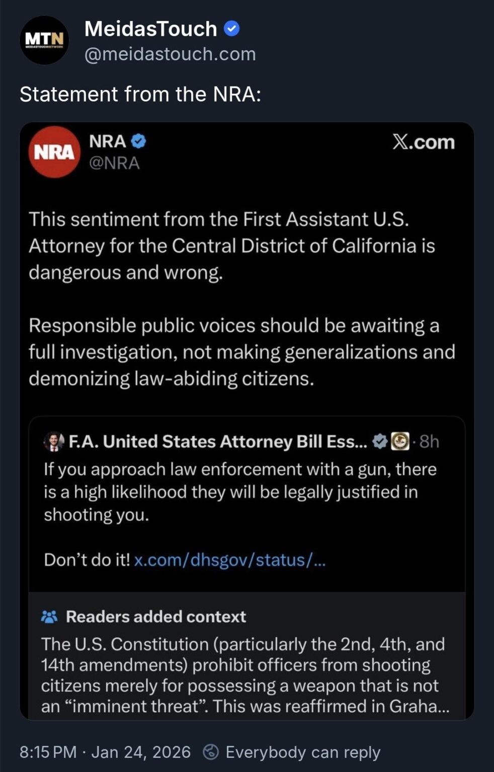 Statement from the NRA following today's shooting