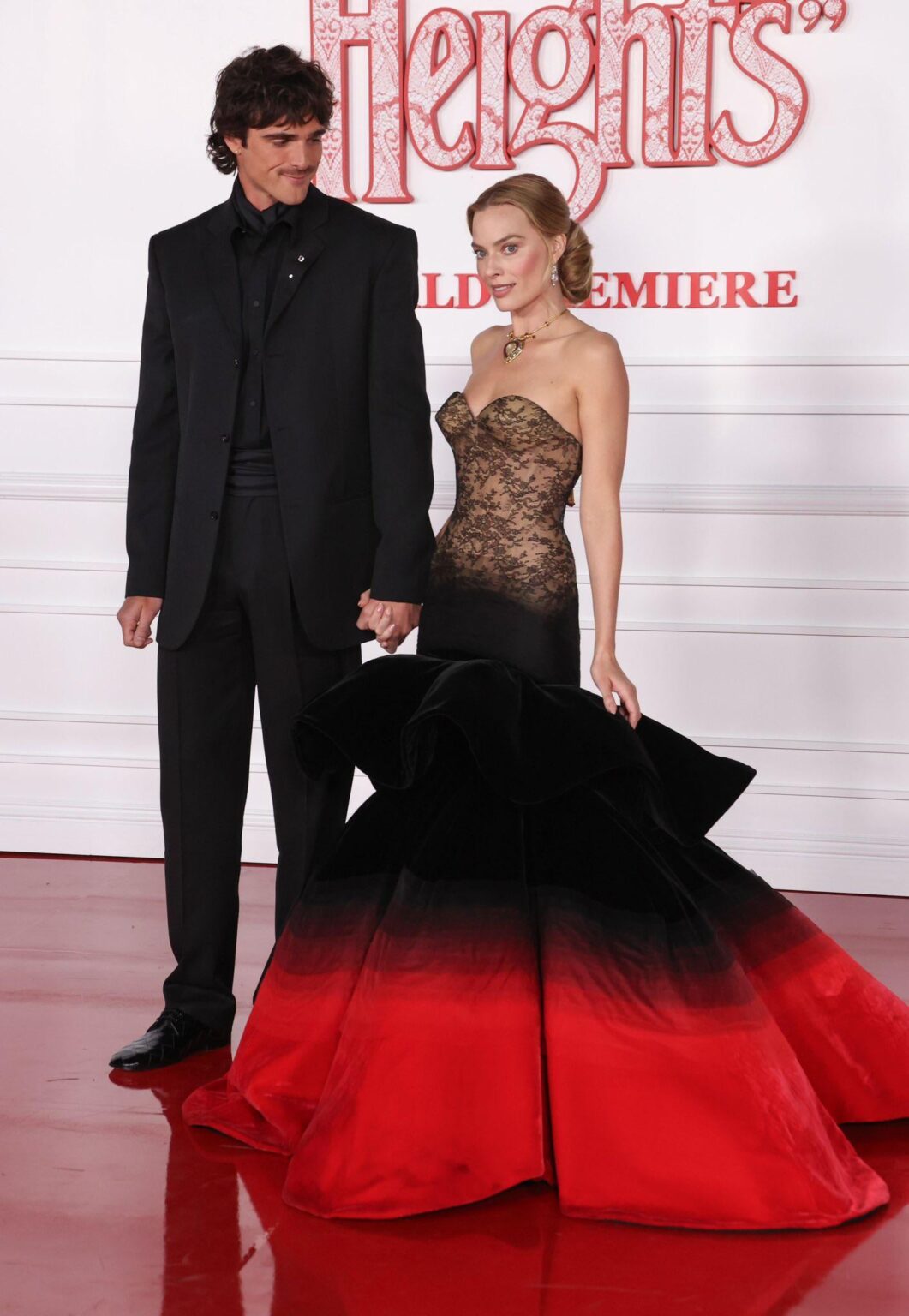 Jacob Elordi and Margot Robbie at the world premiere of ‘Wuthering Heights’