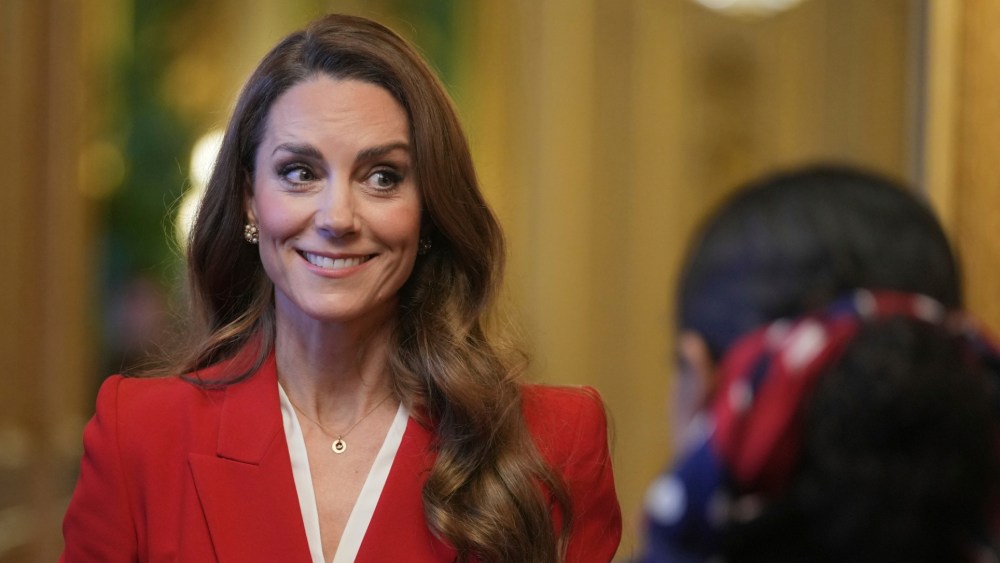 Kate Middleton wears McQueen suit while hosting members of the England Women's rugby team at Windsor Castle on Jan. 15, 2026 in Windsor, United Kingdom.