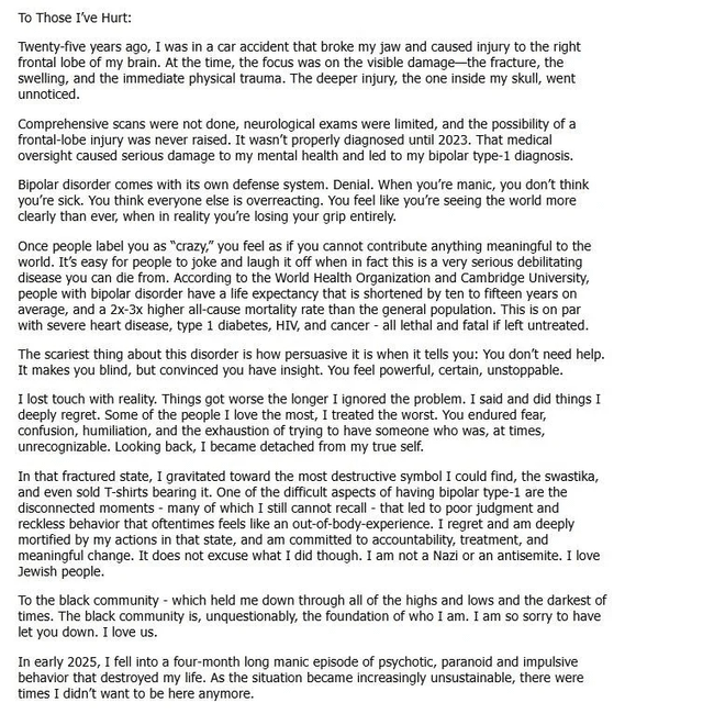 Ye Apologies in WSJ Ad