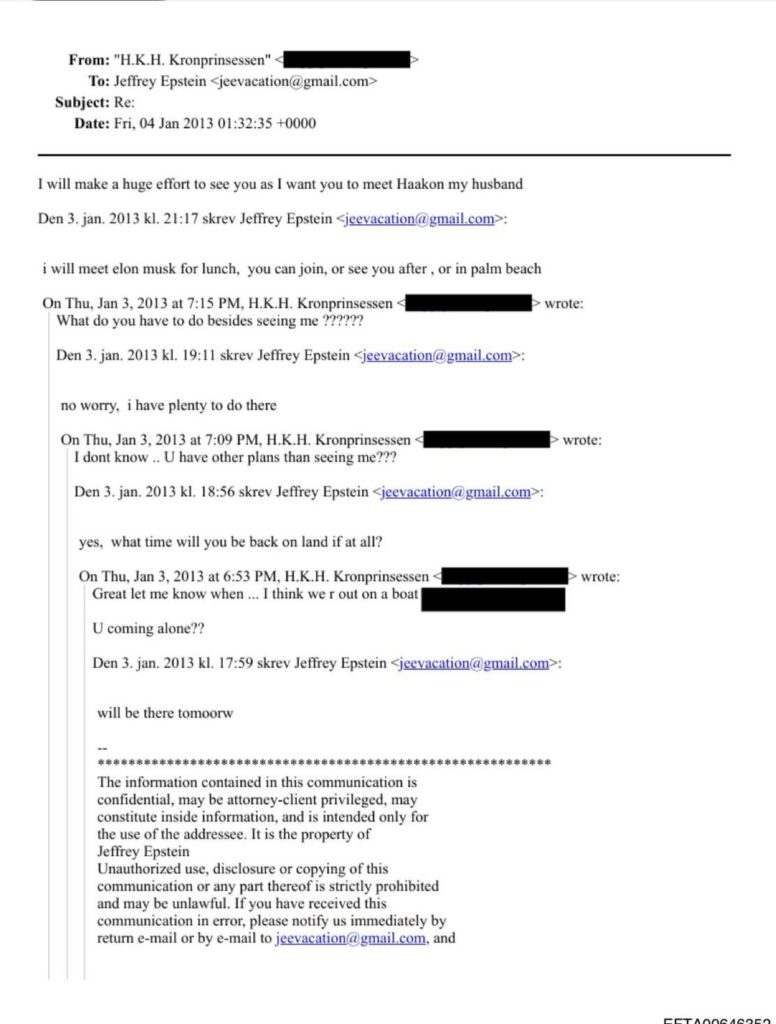 Haakon’s name appears in the Epstein emails