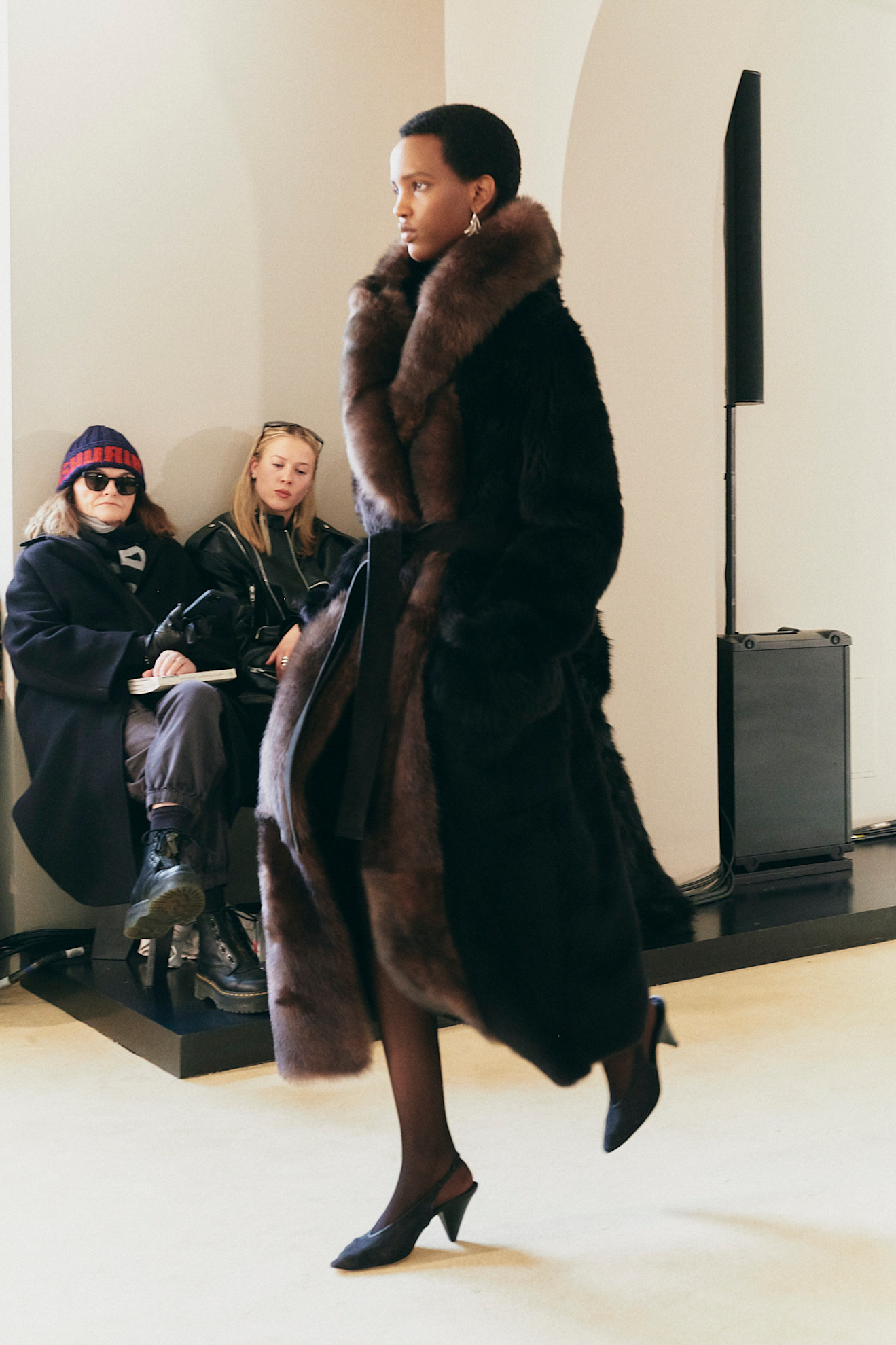 Gabrielle Union's fur coat on the Altuzarra Fall 2025 runway