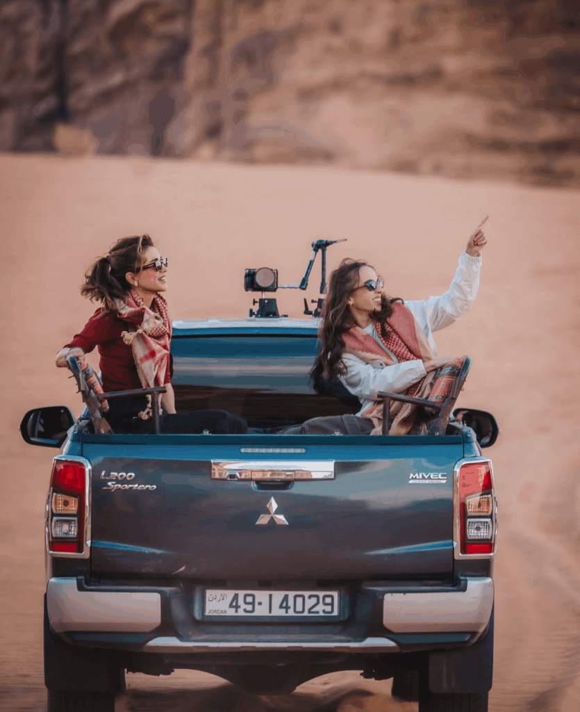 Queen Rania and Princess Salma in Jordan's Wadi Rum desert