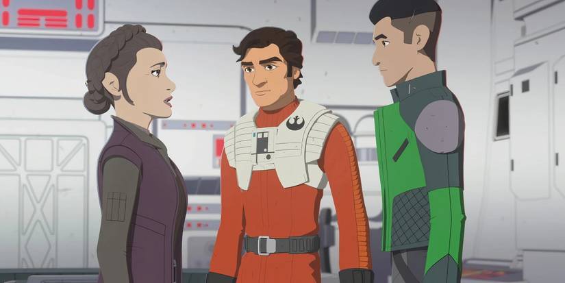 Leia Organa Poe Dameron and Kaz Xiono in Star Wars Resistance