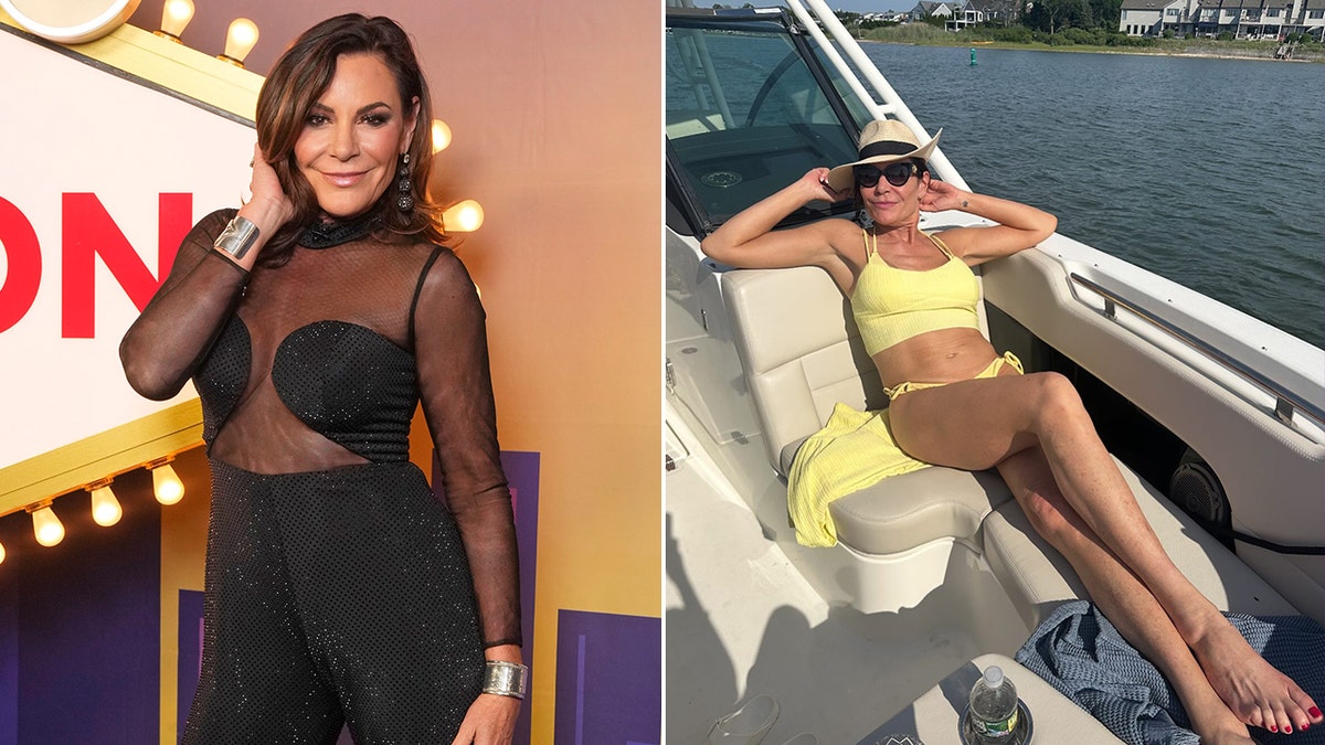 Luann de Lesseps at an event split with her in a bikini