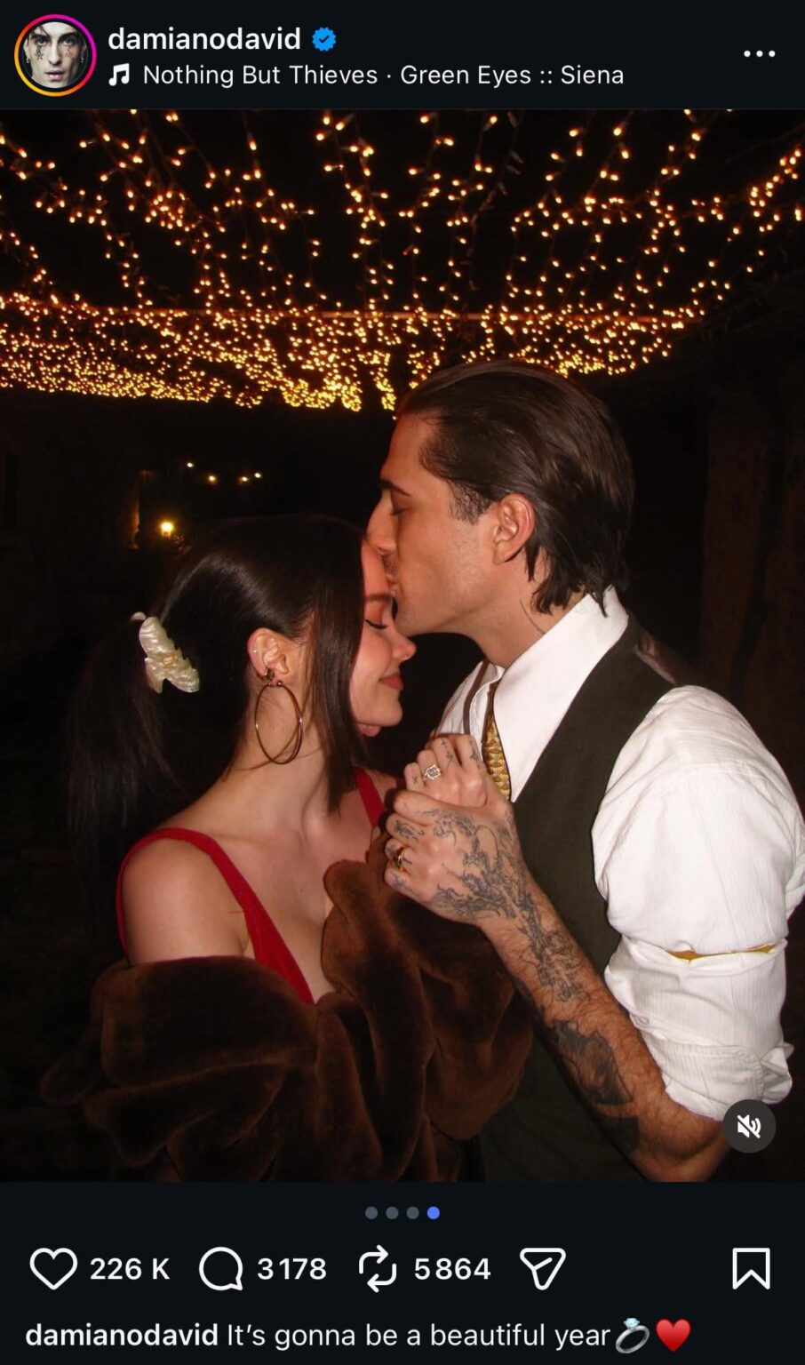 Damiano David and Dove Cameron confirm engagement