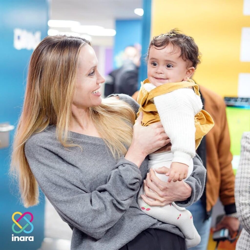 Angelina Jolie visited the humanitarian organization INARA (International Network for Aid, Relief and Assistance) in Egypt & met with Palestinian children from the Gaza Strip who were there to receive medical, educational, & psychological support amid the ongoing genocide in Palestine.