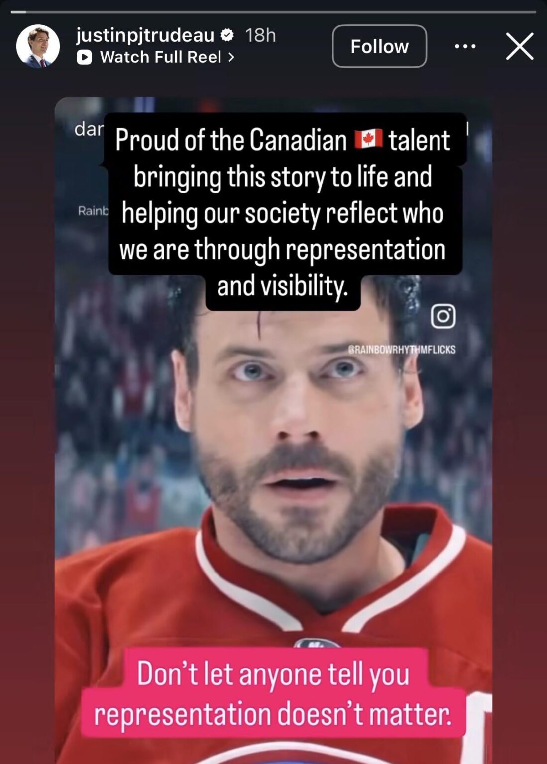 Justin Trudeau praises Heated Rivalry on his Instagram stories