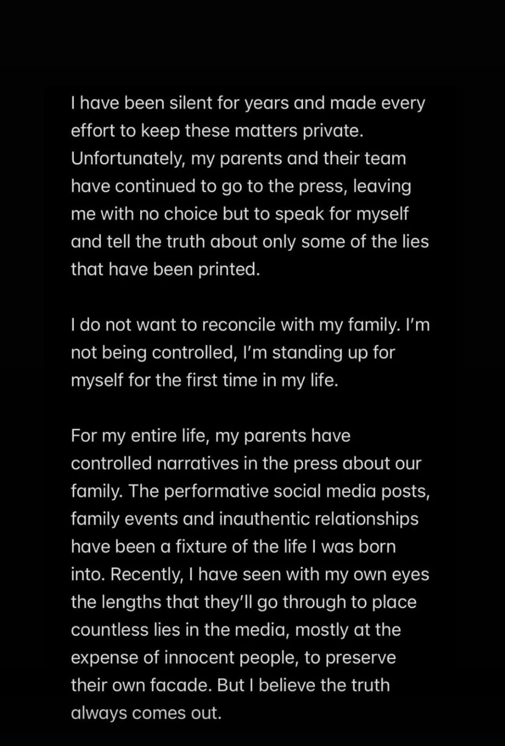 Brooklyn Beckham speaks out against parents Victoria and David Beckham: “I do not want to reconcile with my family. I'm not being controlled, I’m standing up for myself for the first time in my life.“