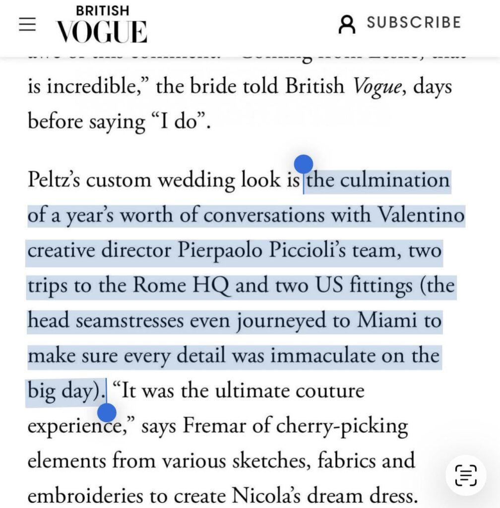 Vogue article contradicts Brooklyn’s statement about the wedding dress
