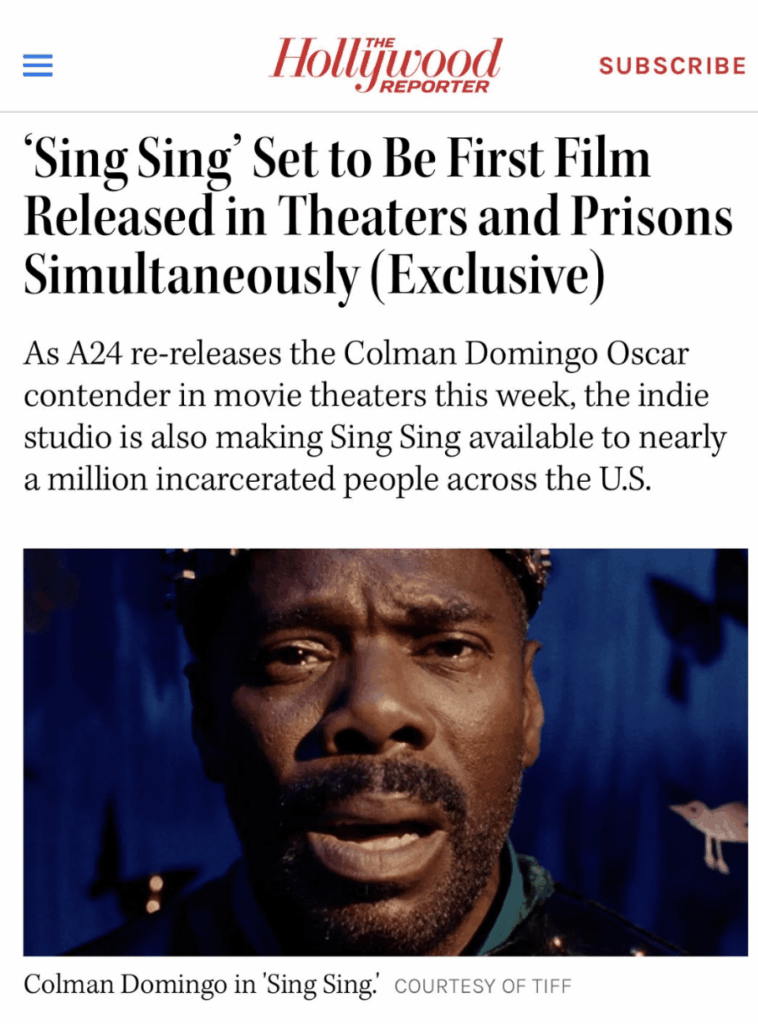 SING SING reached incarcerated individuals nationwide—streaming on devices in more than 1,100 prisons across the country.