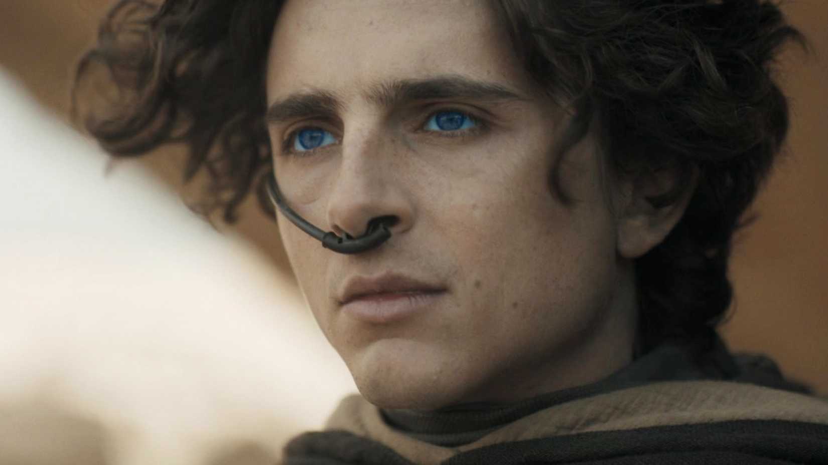 Timothée Chalamet looking serious as Paul Atreides in Dune Part Two