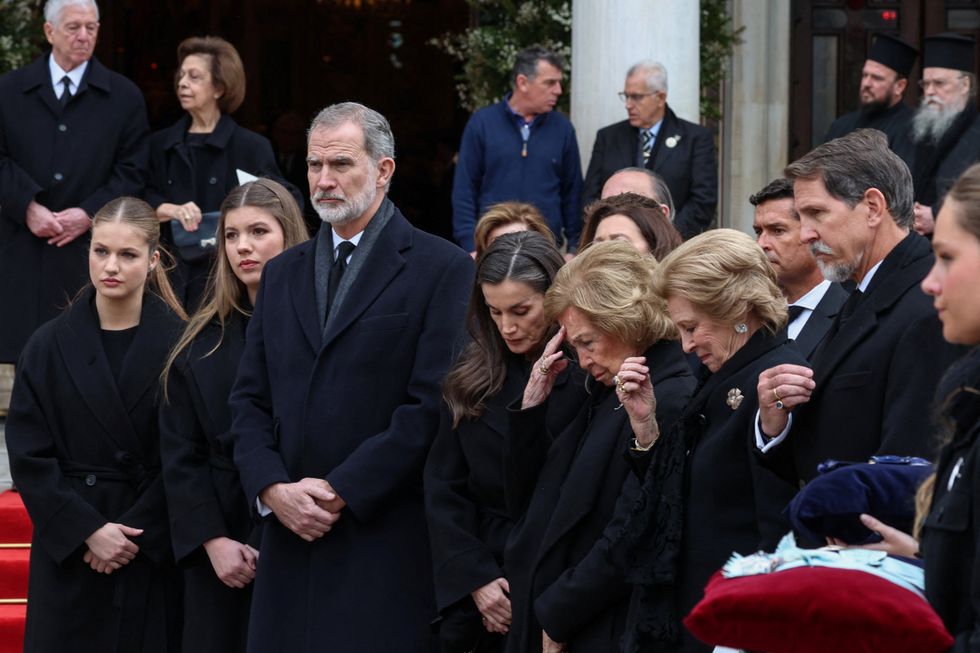 Princess Leonor, Princess Sofia, King Felipe, Sofia of Spain and Anne-Marie of Greece