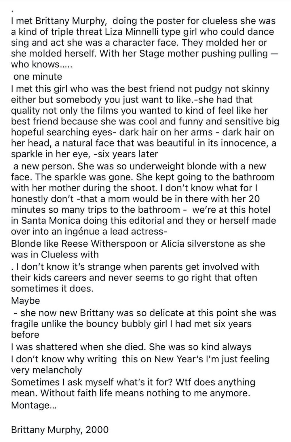 David LaChapelle reflects on Brittany Murphy in recent Instagram post